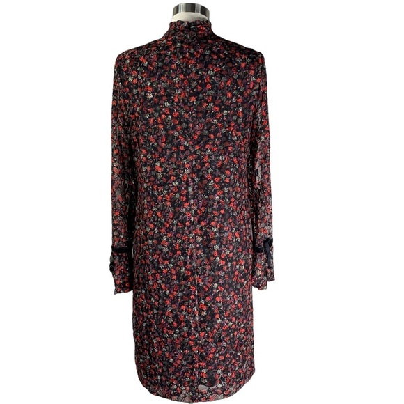 Libby Edelman Dark Acedemia Small Floral Collar High Neck Prairie Dress Large - Picture 6 of 11